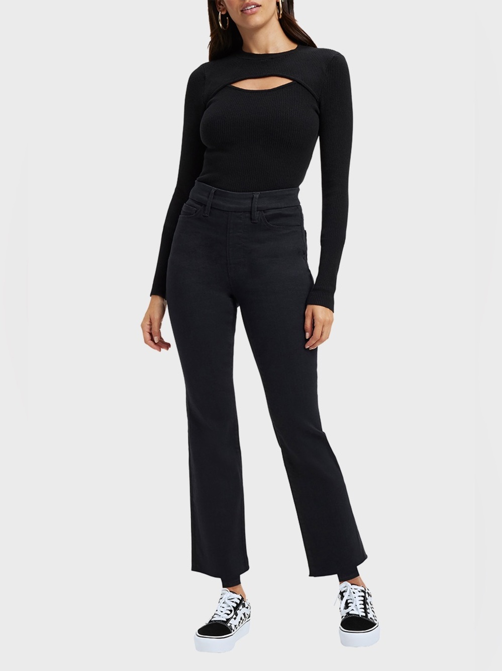 Good American Black Straight-Leg Pull-On Pants size 4XL